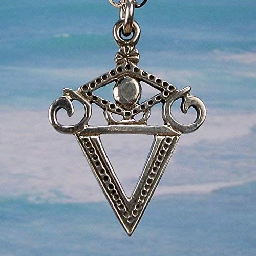 LA SIRENE VEVE - Solid Cast 925 Voodoo Veve Lwa Vodou Charm Pendant in Sterling Silver