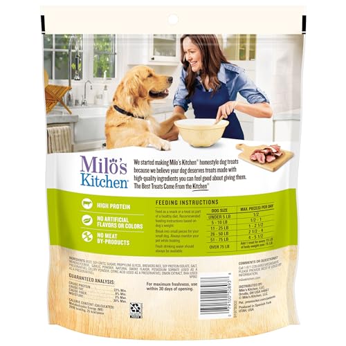 MILO’S KITCHEN BEEF SAUSAGE SLICES WITH RICE DOG TREATS, 18 OUNCE