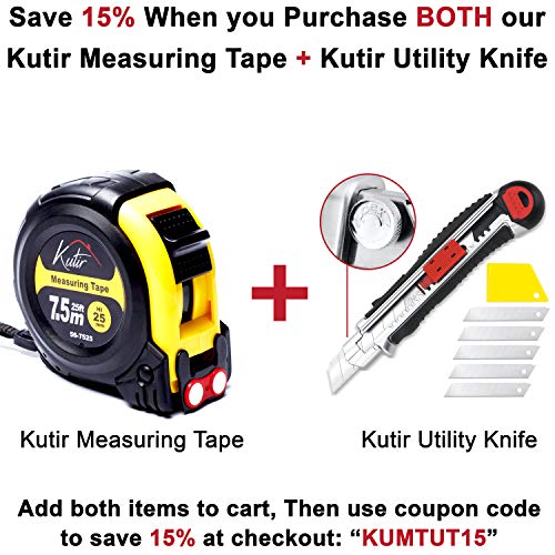 KUTIR Retractable Box Cutter Utility Knife - Easy SELF Loading Zinc-Alloy Heavy Duty Carpet, Rope, Cardboard Comfortable Handle Knive, 4 Sharp Rust Proof Razor Snap Off Blades Set - Metal Safety Lock