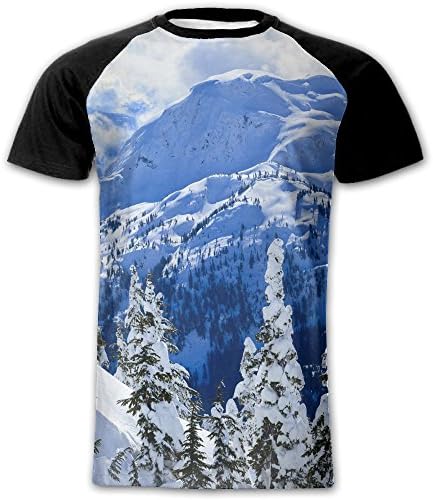 Mens Snowy Mountains Classic Raglan Short Sleeve T-Shirt Baseball Tee