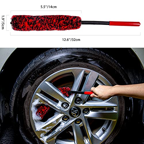 bzczh Metal Free Soft Wheel Cleaner Brush, Synthetic Wool Car Cleaning
