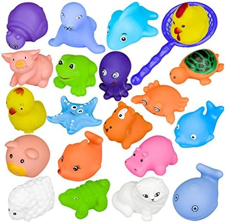 Newborn Bath Toys,20pcs Rubber Animals With Sound Baby Shower Party Favors Toys Squirt Bath Toys