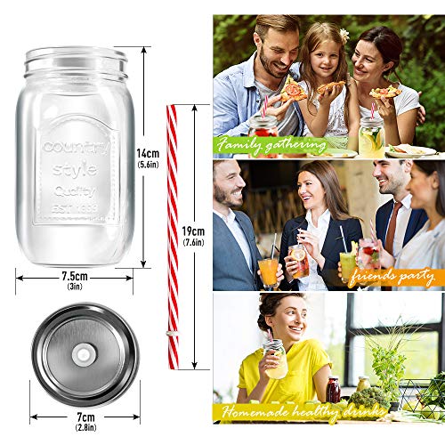 Masthome 6 Stück 500 ml Trinkgläser mit Deckel und Strohhalm Einmachglas mit Schraubverschluss Küche Mason-Glas ideal… – Bild 3