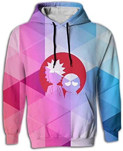 Winter Life Men's Rick and Morty Hoodie Digital Print Pullover Front Pockets