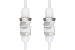 BBTUS 2Pcs 1/8" 3/16" 1/4" Plastic Hose Quick Connector with Shut-Off valve Panel Mounting Hose Tube Connector，Male Female Quick Connect Fittings (2 Male+ 2 Female) (1/8")