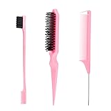 SWEET VIEW 3 Pcs Slick Back Hair Brush with Rat