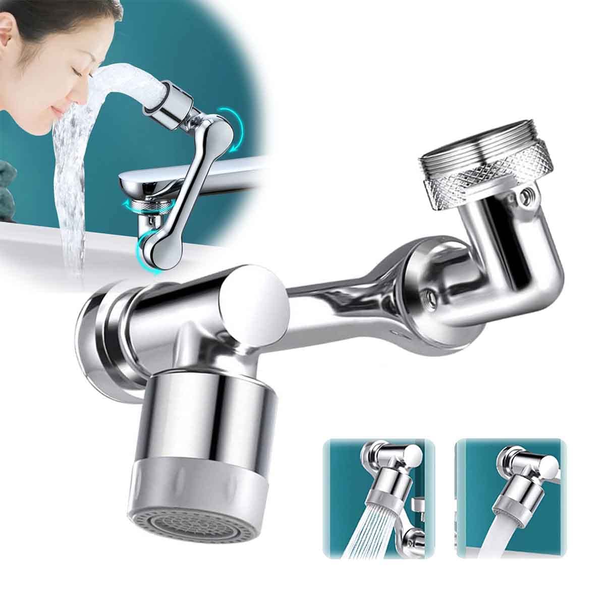 Universal Rotating Faucet Extender,1080° rotating sink faucet aerator,Large-Angle Rotating Robotic Arm Water Nozzle Faucet Adaptor,Splash Filter Kitchen Tap Extend,Faucets Bubbler,2 Water Outlet Modes