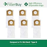 6 - FilterBuy Dirt Devil Type G Replacement Vacuum Bags, Part # 3010348001. Designed by FilterBuy to replace Dirt Devil Type G Vacuum Bags.