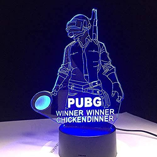 SproudNL Cool World hot FPS Game Player Unknown s Battlegrounds 3D Lamp PUBG Winner Winner Chicken Dinner 7 Colors Change LED Lamp