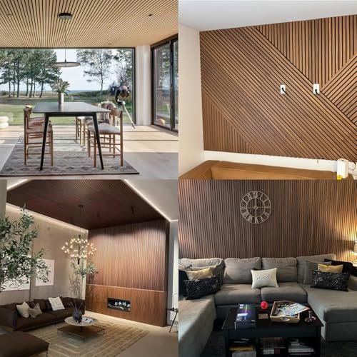 Clocell 2 Wood Slat Acoustic Panels for Wall and Ceiling - 3D Fluted Sound Absorbing Panel with Wood Finish 120 X 60