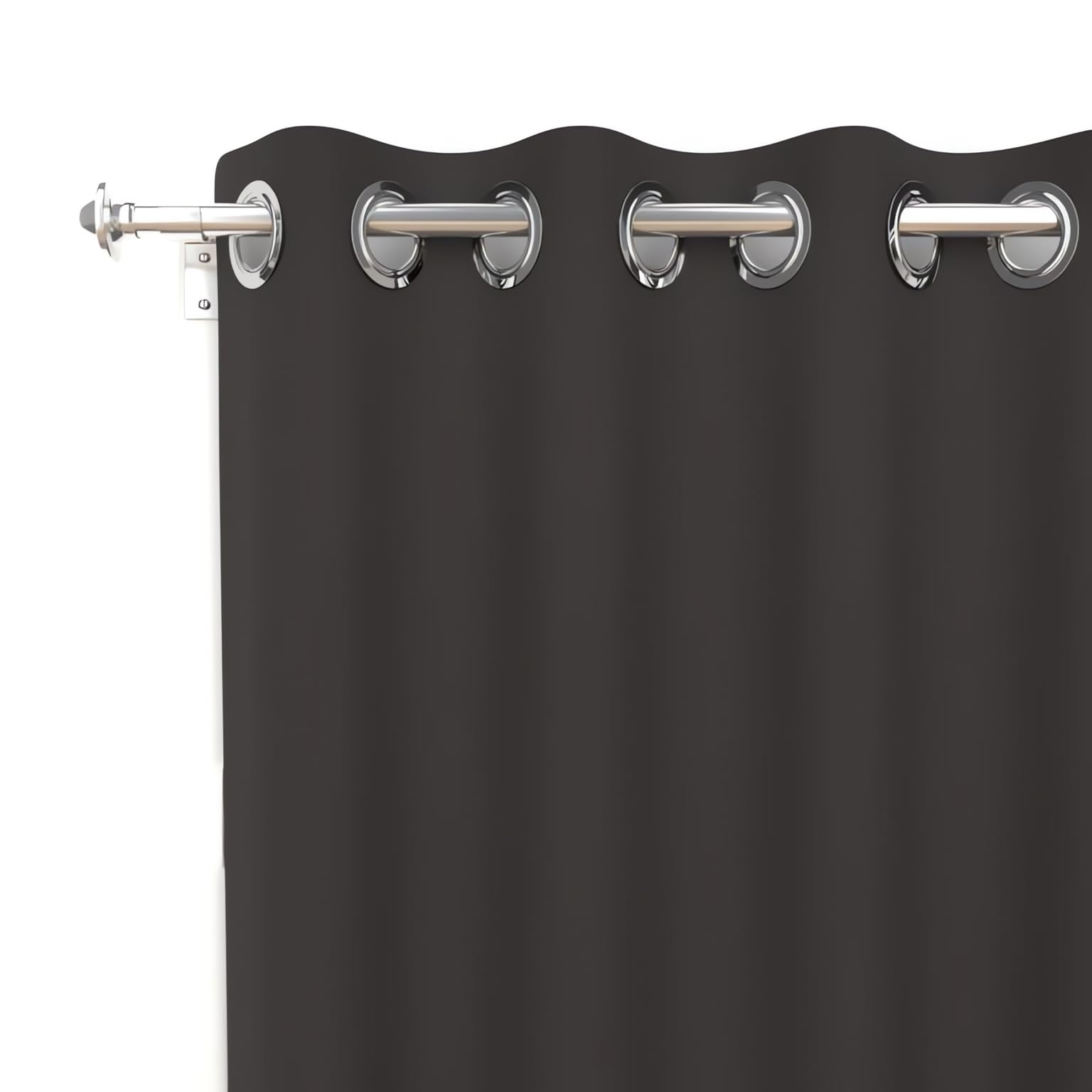 Soleil d'Ocre 032230 Alix Plain Curtain with Eyelets - Polyester 135 x 180 cm, black, 135 x 180 cm