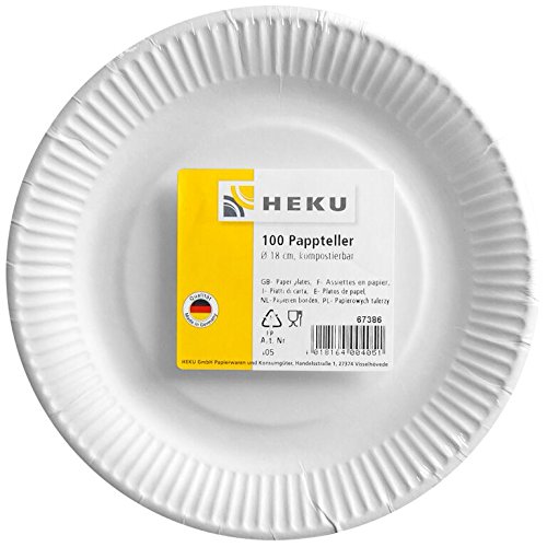 100 Party Plates Paper Plates Disposable White Diameter 18 cm, 220 g