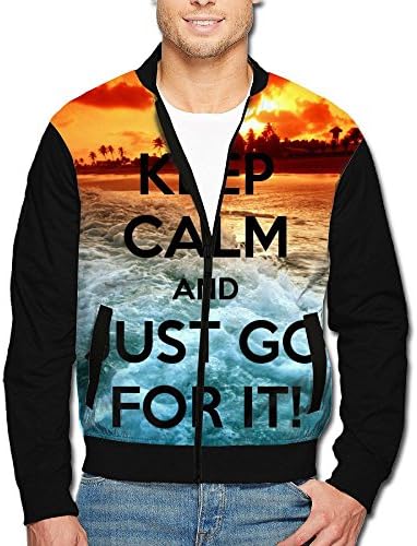 LOWELO Mens Fashionable Keep Calm And Just Go For It 3d Printed Raglan Jacket Fancy Color Block Hooded Jackets Varsity Jackets Color-block Zip-up Hoodie Pullover Jackets Gifts For 80s Christmas