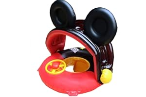 Arcimatto Baby Swimming Pool Floats with Removable Sun Protection Canopy, Cute Inflatable Raft with Seat and Handle, No Flip Over Kids Infants Boat Swim Ring for Toddlers 8-36 Months