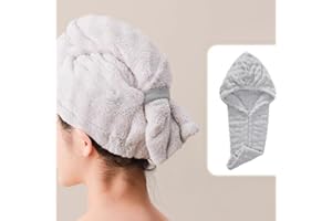 Hair Towel Wrap for Women, Lightweight Quick Dry Head Wrap with Elastic Strap, Super Soft Hair Drying Towel for Long Thick Cu