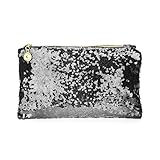Lady Sequins Handbag Clutch, Funky Glitter Black Evening Envelope Clutch Purse, Bridal Luxurious Sparkling Bling Sequined Makeup Clutches Cosmetic Bag