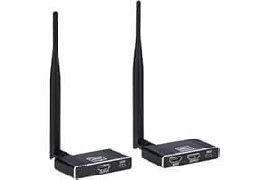 ANBER-TECH Wireless HDMI Transmitter and Receiver, 5.8GHz Wireless HDMI Extender 590Ft/ 180M Up to 1080P@60hz Video Resolution, Support laptops, PCs, Blu-ray Player, DVD, Digital Video Cameras etc（Black）