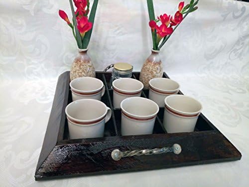 Square handmade rustic wood serving tray with removable divider. Fill with your favorite wine | drinking | shot glasses, flowers, mints, or decorations. Set up an ultimate flight for your next party