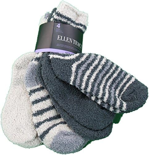Ellen Tracy Essentials 4-Pairs Ladies Cozy Socks Multi Gray Designs