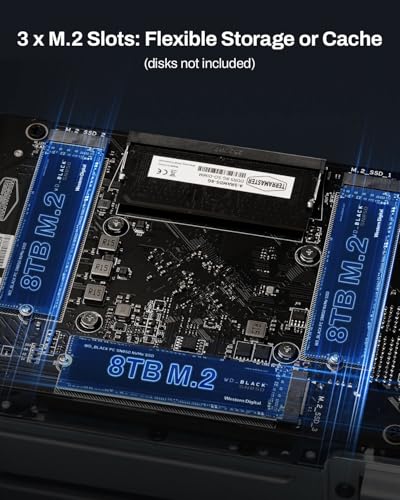 TERRAMASTER F2-425 Plus Almacenamiento NAS de Alto Rendimiento: 2 bahías, Intel N95 4 núcleos, 8GB RAM, Dual 5GbE LAN, 3 M.2, para Trabajo en Equipo y Servidor Multimedia(Sin Discos)