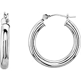 14k White Gold 20mm Tube Hoop Earrings (20mm x 3mm)