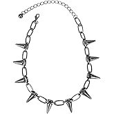 MALOYANVE Spike Necklace for Women Unique Handmade Adjustable Hip Hop Cool Spike Choker Rivet Goth Necklaces Chokers with Spikes and Chain Streetwear Vintage Punk Necklace for Women Men
