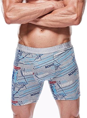 Fuliya Printed Men's Boxer Briefs Cotton Underwear Leg Trunk Breathable Large