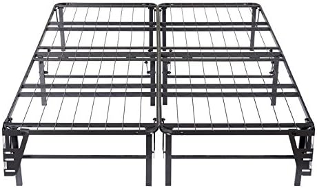 King Size Black Metal Bi-Fold Folding Platform Bed Frame Base Mattress Foundation
