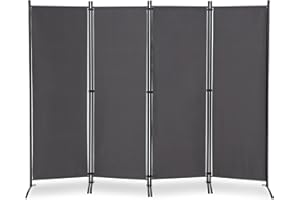 OUTGAVA 4 Panel Portable Room Divider Folding Partition Privacy Screen 5.6 FT Room Separator Freestanding Wall Divider for Office,Bedroom and Study (Grey)