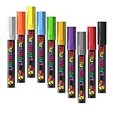 Chalk Markers, Blusmart 10pcs Bright Liquid Glass Window Pens with 40pcs Chalkboard Labels, Wet Wipe Erasable, 6mm Reversible Tips, Children Friendly