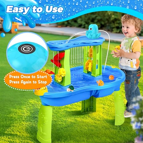 Water Table Pump, Continuous Flow Rechargeable Magnetic Octopus Pump, Battery Powered No Drill Installation, Non-Stop Fun Summer Outdoor Water Toys, Water Play Accessories for Kids Toddlers, Green
