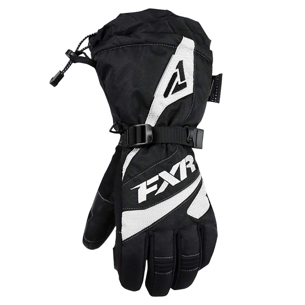 FXR Fusion Glove Authentic Thinsulate Waterproof Pre-Curved Fit Snowmobile - Black/White - X-Small