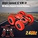 Rainbrace Remote Control Car for Boys Girls 4WD RC Stunt Car Double Sided 360°Rotating Remote Control Truck Off Road Hobby Crawler 2.4Ghz High Speed Racing Car Toys for Boys Girls Kids Adults Red