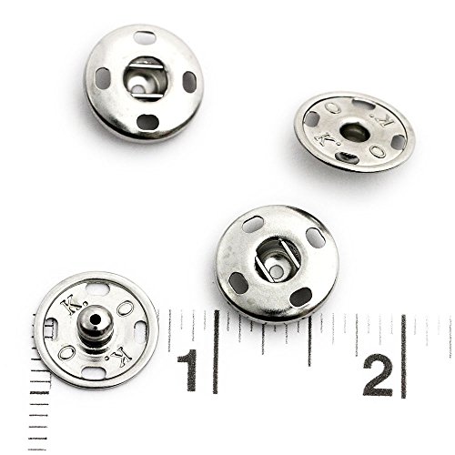 60 Sets of Sew-on Snaps, 17mm, Silver