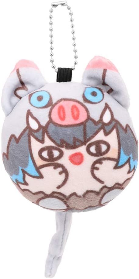 Salemor Demon Slayer: Kimetsu no Yaiba Stuffed Plush Doll Keychain Cute Cartoon Characters Plush Pendant Bag Accessories Anime Fans Gift(Inosuke Hashibira)