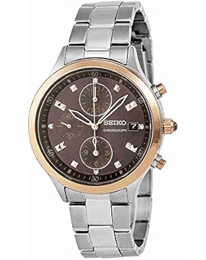 Seiko Chronograph Brown Dial Stainless Steel Ladies Watch SNDX06