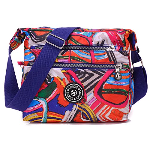 STUOYE Nylon Crossbody Bag for Women Nylon Purse Bag Travel Shoulder handbags Rainbow