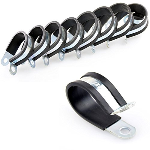 Zinc Plated Rubber Lined P Clips Cable Mounting Hose Pipe Clamp- 12mm x5 pieces