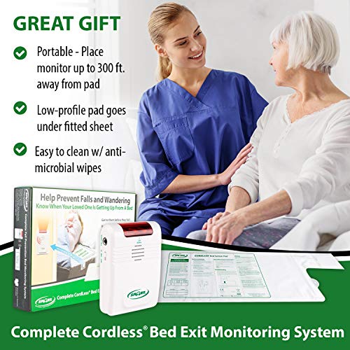 Smart Caregiver Wireless Bed Alarm System with Cordless Weight Sensing Bed Pad - 10" x 30" - Thumbnail 7