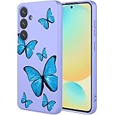 KOARWVC Phone Case for Samsung Galaxy S24 FE Case, SM-S721U Cute Butterfly Pattern Protective Soft TPU Phone Cover for Samsung Galaxy S24 FE Purple Butterfly