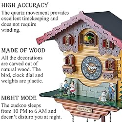 TIMEGEAR Cuckoo Wall Clock with Quartz Movement and