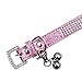 PUPTECK Basic Adjustable Cat Collar with Bling Diamond and Double Bells, for Kitten and Small Puppy, Fashion and Shining Dog Rhinestone Collars, 8-10 in, Pink