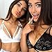 PHOTNO Women Lace Floral Bralette Bralet Bra Bustier Crop Top Cami Unpadded Tank (L, Black)