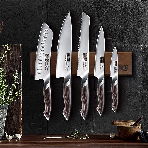HOSHANHO 6 Piece Kitchen Knife Set, Professional Chef Knife Set, Stainless Steel Kitchen Knife Set with Magnetic Knife Holder
