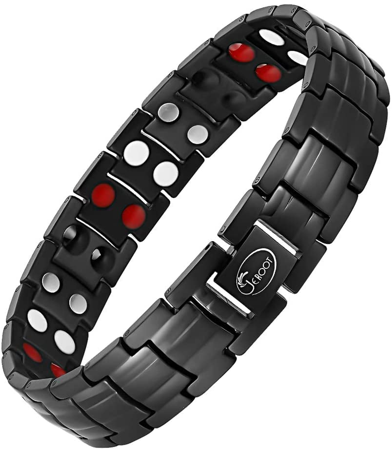 JEROOT Magnetic Bracelet,Pure Titanium Power Men's Magnetic Bracelets for Clasp Bracelet Magnet Men's Magnetic Bracelet Energetix(3500 Gauss)