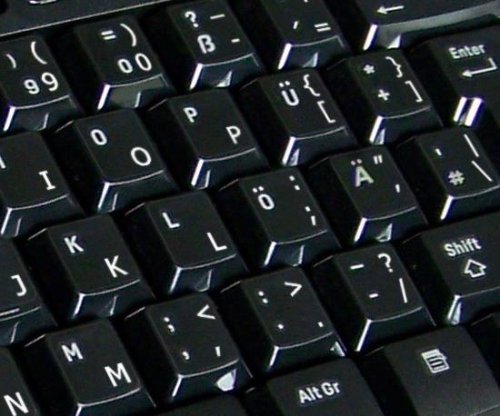 ENGLISH US KEYBOARD STICKERS WITH WHITE LETTERING ON TRANSPARENT BACKGROUND FOR DESKTOP, LAPTOP AND NOTEBOOK