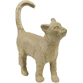D&eacute;copatch - Ref AP583O - Small Cat - Papier Mach&eacute; Object to Decorate - 11 x 3.5 x 12cm - Decorate with D&eacute;copatch Papers &amp; PaperPatch Glue, Glitter, Paints