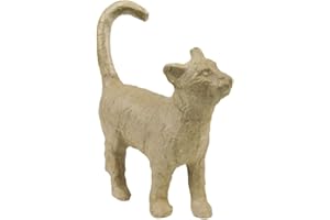 Décopatch - Ref AP583O - Small Cat - Papier Maché Object to Decorate - 11 x 3.5 x 12cm - Decorate Papers & PaperPatch Glue, Glitter, Paints