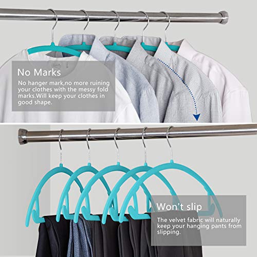 image for SUPJOO Premium Velvet Hangers - No Shoulder Bumps Suit Hangers with Ch