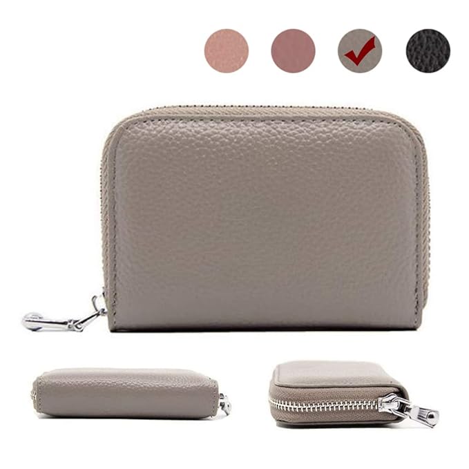 QLTYPRI Damen Leder Kartenetui Kleine Kreditkartenetui PU Leder Portemonnaie Reißverschluss Geldbörse ID Visitenkartenetui Ak